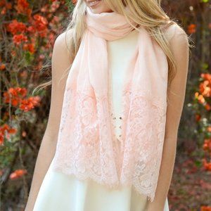 Everything is Peachy Wide Lace Scarf